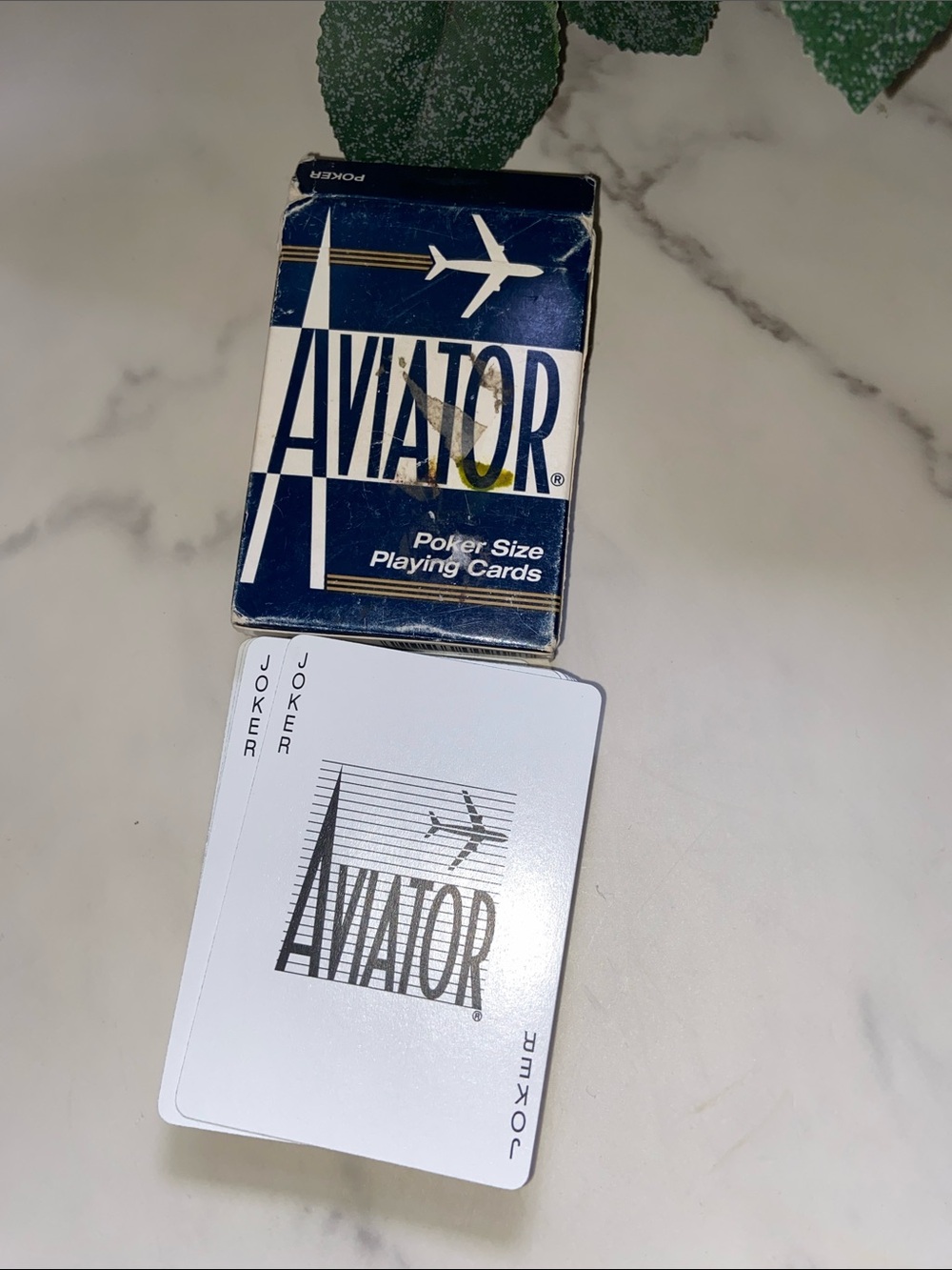 Aviator Poker Size Playing Cards - Navy Blue made in USA